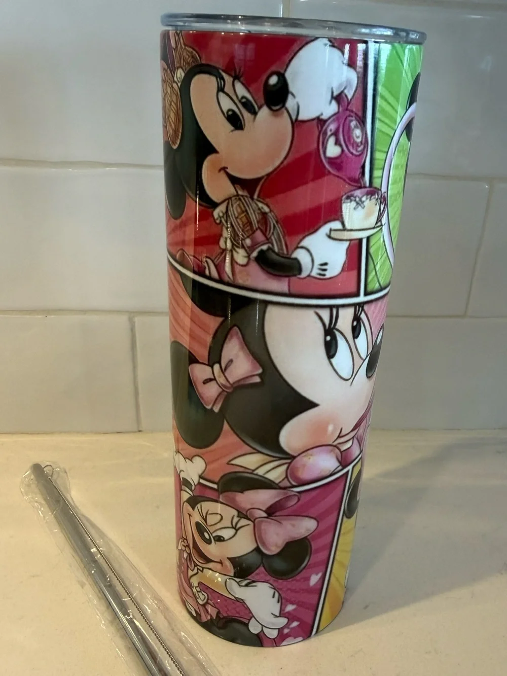 Minnie Mouse Stainless Steel Travel Tumbler – Pink & Purple NWOT